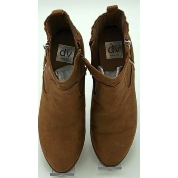 Dolce Vita Caitie Bootie Womens 9 Tan Faux Suede Double Zipper Western Heel Fall - Picture 7 of 9